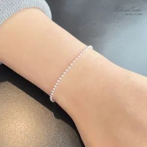 925실버 비드 은팔찌 군번줄팔찌 순은 은구슬 레이어드팔찌