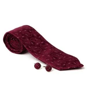 KING 와인 페이즐리 타이 커프스링크 세트 (WFKIJCK)