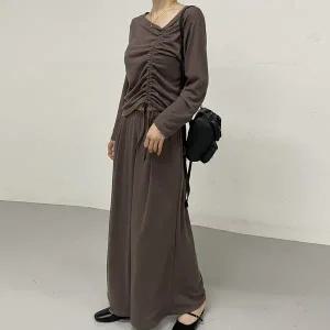 [나야홍]빅사이즈 510 셔링조절밴딩팬츠세트 DPOV547_P409737568