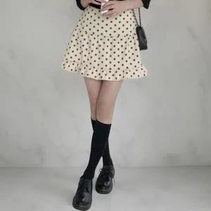[옷자락]여성 사랑스러운 도트 핀턱 프릴 뒷밴딩 미니 스커트_P409749068