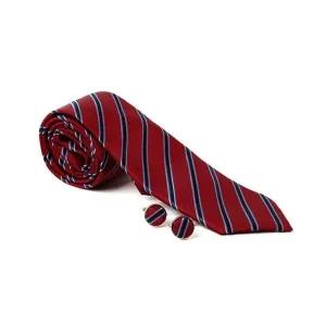 KING 와인네이비 사선 타이 커프스링크 세트 (WFKIJCH)