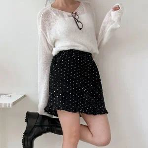 [다잇템] 여자 주머니 프릴 잔도트 에이라인 고무줄 귀여운 미니스커트