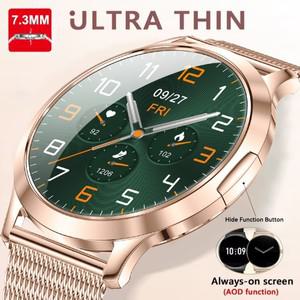 2025년형 초슬림 1.32인치 HD AMOLED 스마트워치 여성용, 상시 표시 기능, 심박수 측정, 블루투스 통화, 고