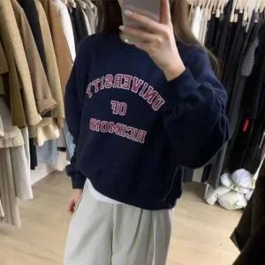 [다잇템] 여자 필기체 보온 빅사이즈 롱슬리브 면원단 캐쥬얼 맨투맨_23582631_588872