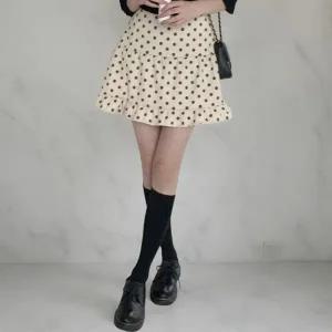 [다잇템] 여성 쁘띠 땡땡이 프릴 백밴딩 사랑스러운 핀턱 스커트_23582981_588872