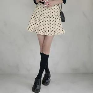 [다잇템] 여성 쁘띠 땡땡이 프릴 백밴딩 사랑스러운 핀턱 스커트