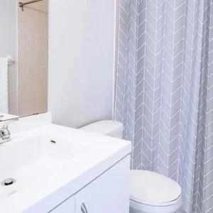 욕실 화장실 패브릭 샤워커튼 헤링본 중 블루 북유럽샤워커튼 샤워커튼봉세트 방수샤워커튼 욕실커튼