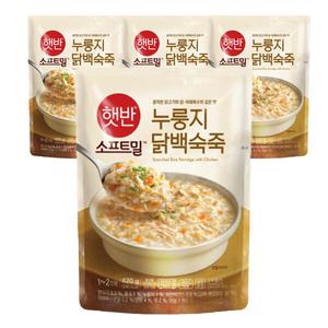 CJ 비비고 누룽지 닭백숙죽 (파우치형) 420g [4개]