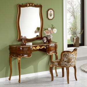 SL겔러리 클론 마호가니원목 엔틱골드 화장대세트 고급패브릭스툴 거울