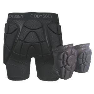 오딧세이 스키 / 스노우 보드 RB 라이더 엉덩이 + 무릎 보호대 세트 블랙