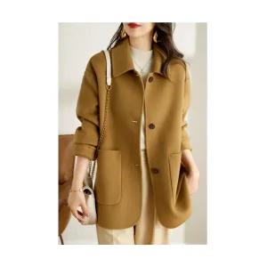 여성 하프 모직코트 데일리 베이직 울코트 카멜색