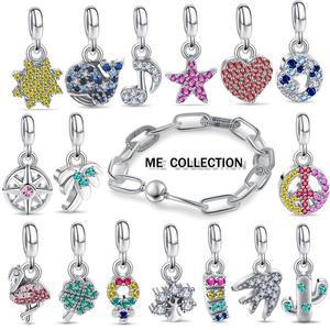 맞춤 오리지널 판도라 미 링크 체인 팔찌, DIY 쥬얼리 선물 2024, 925 스털링 실버 비즈 ME 컬렉션, 참 펜