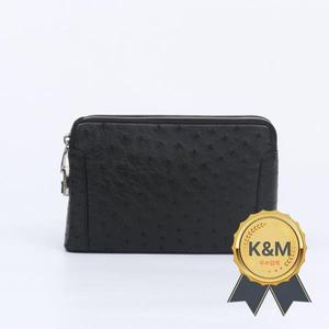 남성용 더블 풀 비밀번호 잠금 장치 타조 가죽 클러치 백 비즈니스 캐주얼  대용량 45 2024 신제품