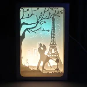 DIY 페이퍼커팅 LED무드등+매트 포함 - 파리의연인수유등 디자인취침등 침실스탠드 LED조명 취침등 LED등