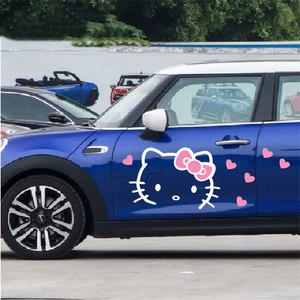 여성용 헬로 키티 자동차 스티커 방수 스크래치 방지 범용 인쇄 침실 벽 장식