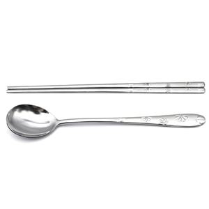 5인 수저 세트 스텐 꽃무늬 쇠숟가락 쇠젓가락 가정용 업소용