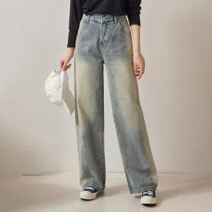 [올리비에스클로젯] [55~77]유니크 캣워싱 백 밴드 데님 팬츠_O2409DP055C