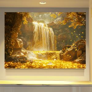 황금재물 폭포 캔버스액자 풍경 풍수지리 인테리어 집