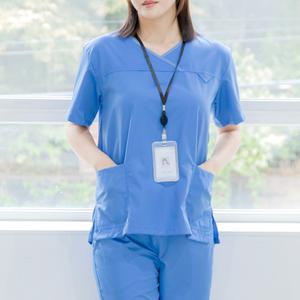 앞치마와가운 남녀 공용 반팔 상하세트 간호복 수술복 물리치료사 병원유니폼 AGMM05