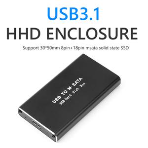 mSATA-USB 3.0/3.1 SSD 인클로저 외장형 HD 하드 드라이브 디스크 박스 수납함 미니 sata 케이스 어댑터