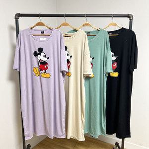 4color 찰랑 무지 반팔 홈웨어 미키마우스 원피스