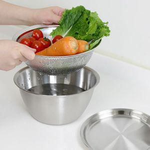 3in1 스텐 304 믹싱볼 3종세트 1100ml / 믹싱볼+채반+트레이 세트