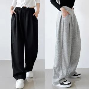 [데일리로딱!] 3턱 와이드 팬츠 봄 여름 트레이닝바지 앞주름 밴딩허리 핀턱 데일리 캐주얼 츄리닝 남녀공용