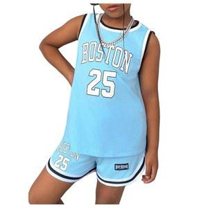 [DS-Y6] 온애이 메이크메칙 소녀의 투피스 스포츠 의상 레터 민소매 농구 유니폼과 반바지 세트