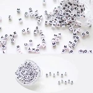 흑백 사각알파벳비즈공예 단품 100P 팔찌키링만들기재료 DIY용품