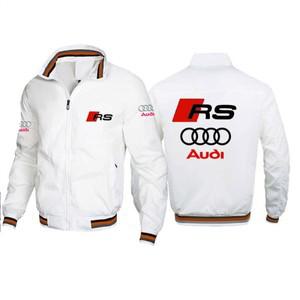아우디 남성 슬림핏 캐주얼 오토바이 재킷 윈드브레이커 바이커 스포츠웨어 로고 프린트 패셔너블 레이싱