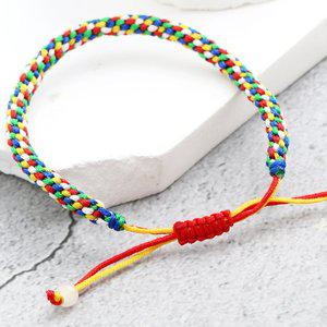 아이리스 국산고급 건강 소원성취 커플 오색실 매듭끈 조임팔찌