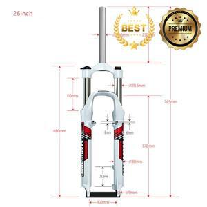 26 인치 MTB 포크 V-브레이크 및 디스크 호환 110mm 여행용 기계식 서스펜션 퀵 릴리스 스티어링 길이