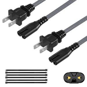 AC 전원 코드 10FT(2팩), 2개의 Prong TV 코드, Xbox One용 나일론 브레이드 케이블 교체, PS3, PS4, PS5, 프린터, 모니터, 사운드 바, 게임 콘솔에 호환 가능