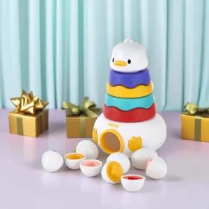 캐스B 알품은 오리 스태커 도형맞추기 링 쌓기놀이 끼우기 알넣기 블럭 오뚝이 장난감 아기