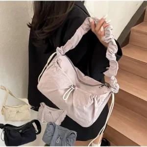 여성 셔링 숄더백 나일론 크로스백 스트링