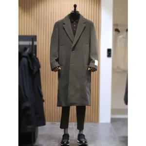 [갤러리아] BON 그레이 캐시미어 혼방 오버핏 부클 대디 코트 BN3WHA583