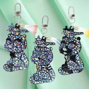 [오렌지몰]전통 민화 호작도 까치 호랑이 아크릴 자개 가방고리 키링 만들기 키트 작호도 / 외국인선물