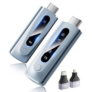 2025 업그레이드된 무선 HDMI 송신기 및 수신기 328FT/100M, 4K 디코딩 입력 1080P 출력을 위한 플러그 앤 플레이 휴대용 5G+2.4G 익스텐더 키트, 노트북/TV 박스에서 오디오 모니터링 가능