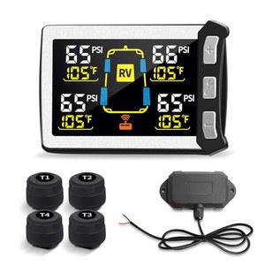 Masoll RV/트레일러 타이어 압력 모니터링 시스템, 컬러 LCD 디스플레이가 있는 모니터, 여행용 트레일러/5번째 휠/캠핑용 4개의 센서가 TPMS, 36.6m(120피트) 전송 거리 0-87PSI