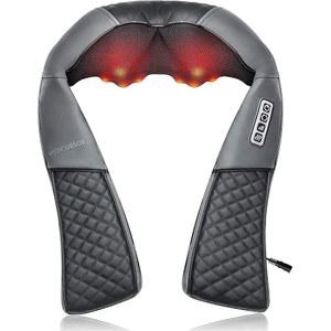 메드커서 넥 마사지기, 근육통 를 위한 열, 깊은 조직 3D 반죽 베개가 포함된 휴대용 전기 시아츠 등 마사지 장치(배터리 없음)