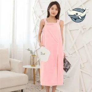 여름 핑크 원피스 목욕가운 고급형 편안한 여성골프가운 극세사가운 바스가운 샤워랩가운