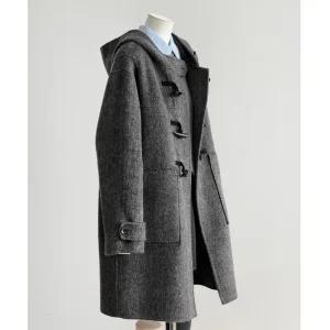 썬디크 그레이 떡볶이코트 더플 후드 코트 가을 겨울 두꺼운  하프코트