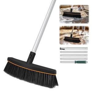 오리엔툴스 푸시 빗자루 야외 헤비 듀티, 야외 빗자루, 바닥 스크럽 브러시, 데크 브러시, 상점 빗자루, 15인치 차고 빗자루, 파티오, 차고, 진입로, 데크용 65인치 긴 손잡이, 실내 및 실외에 이상적임