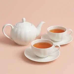 고원 펌킨 티잔 티팟세트 2인조 도자기 찻잔세트 호박 티포트 차주전자