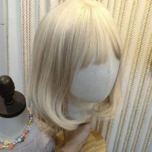 여성 단발 할로윈가발 위그 코스프레 탈색가발 C컬 생머리 통가발 금발