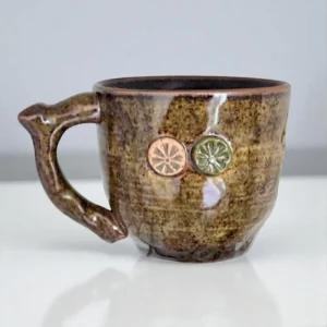 전통옹기 감귤 문양 전통 손잡이 찻잔 쌍화차 수공예 머그잔