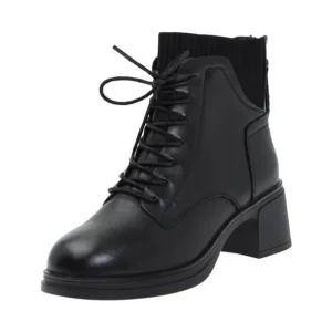 [갤러리아] 고세 소가죽 스퀘어 니트 통굽 워커부츠 OZA5F052 블랙 5.5CM