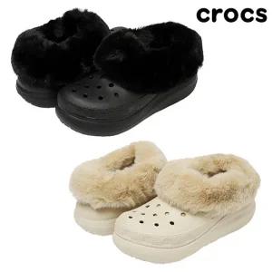 크록스 방한화 털신 털부츠 퍼에버 크러쉬 블랙,본