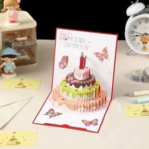 크리스마스 생일 축하 파티 케이크 모양 입체 카드 (WFKIK0D)