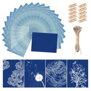 30개 시아노타입 종이 태양 키트 고감도 자연 그림 태양/태양광 활성화 꽃 프레스 DIY 예술 공예 프로젝트용 A5 용지